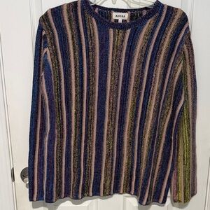 NWOT ADORA Colorful Striped Knit Sweater. Size Large.